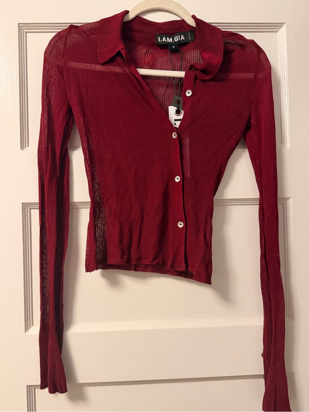 I.Am.Gia Davina Top in Burgundy Sz XS NWT Small Flaw - Picture 4 of 8